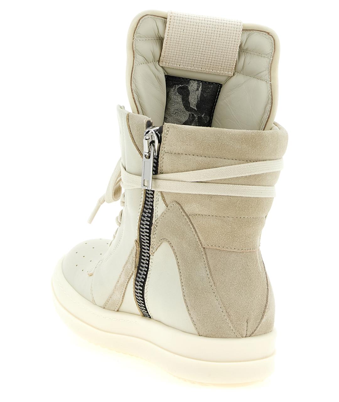 RICK OWENS Бежевые кожаные кроссовки, фото 3