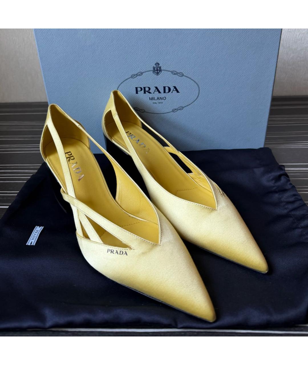 PRADA Желтые текстильные туфли, фото 5