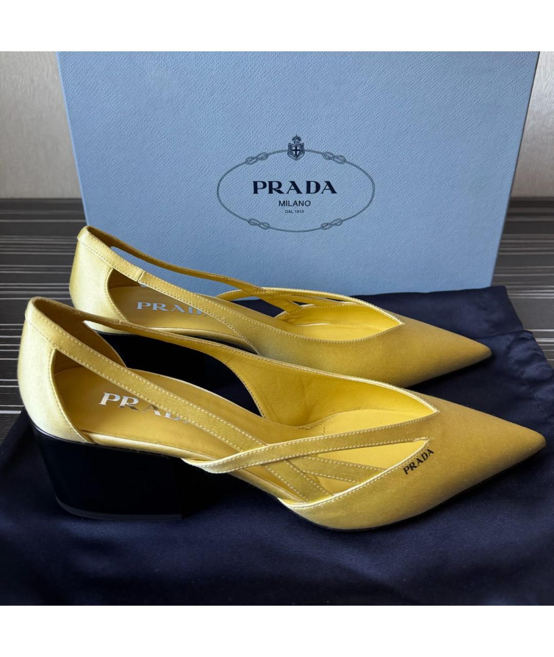 PRADA Желтые текстильные туфли, фото 7