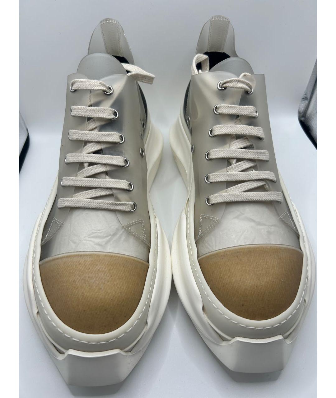 RICK OWENS DRKSHDW Белые синтетические низкие кроссовки / кеды, фото 3
