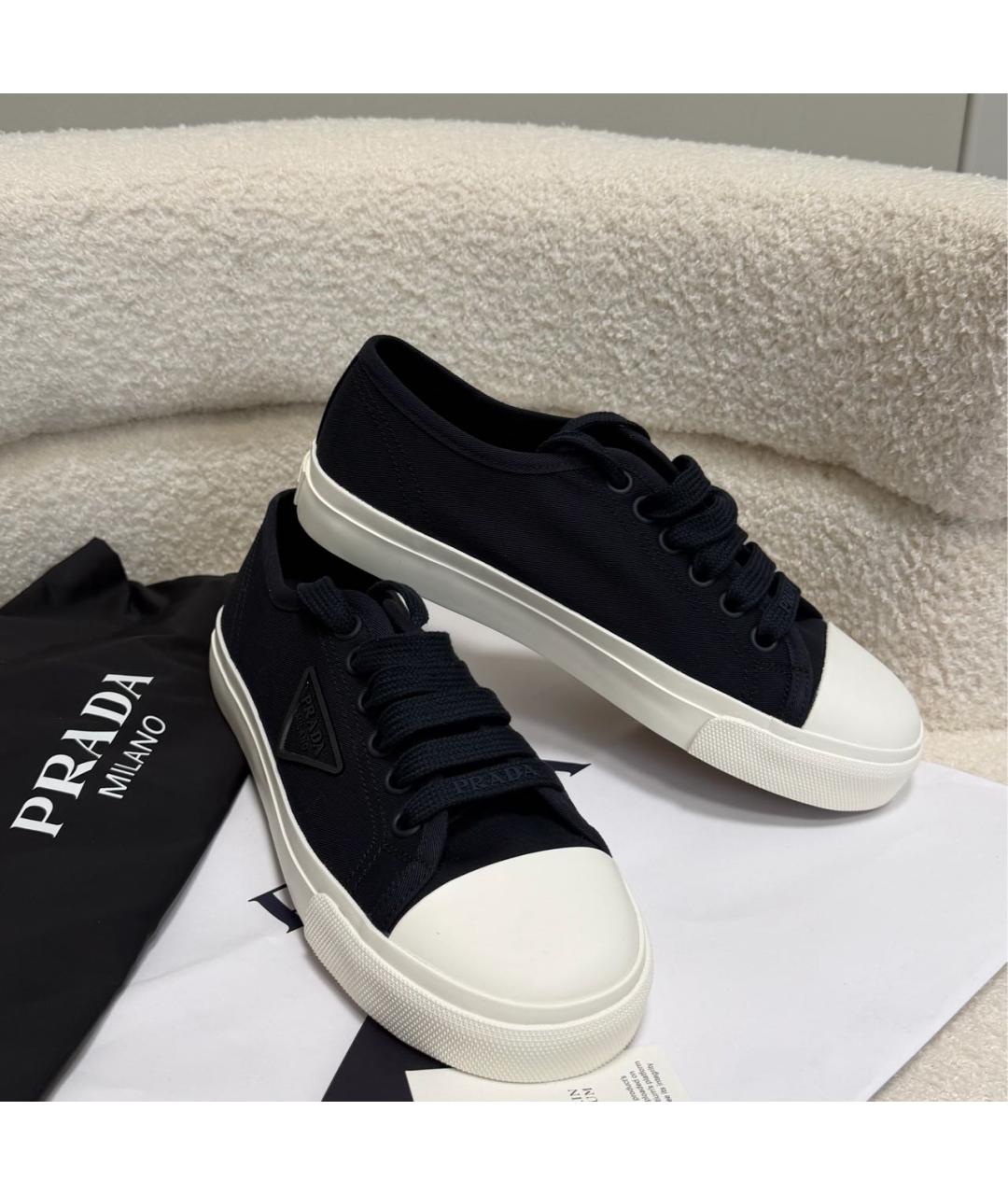 PRADA Темно-синие текстильные кеды, фото 4