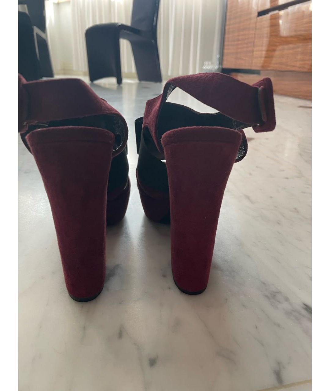 MIU MIU Бордовые замшевые босоножки, фото 4