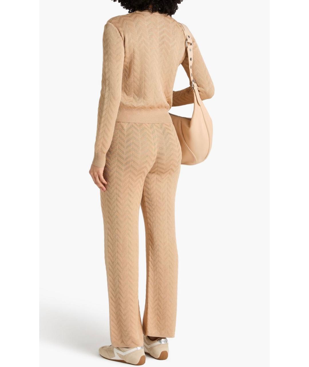 MISSONI Бежевые хлопко-эластановые прямые брюки, фото 3