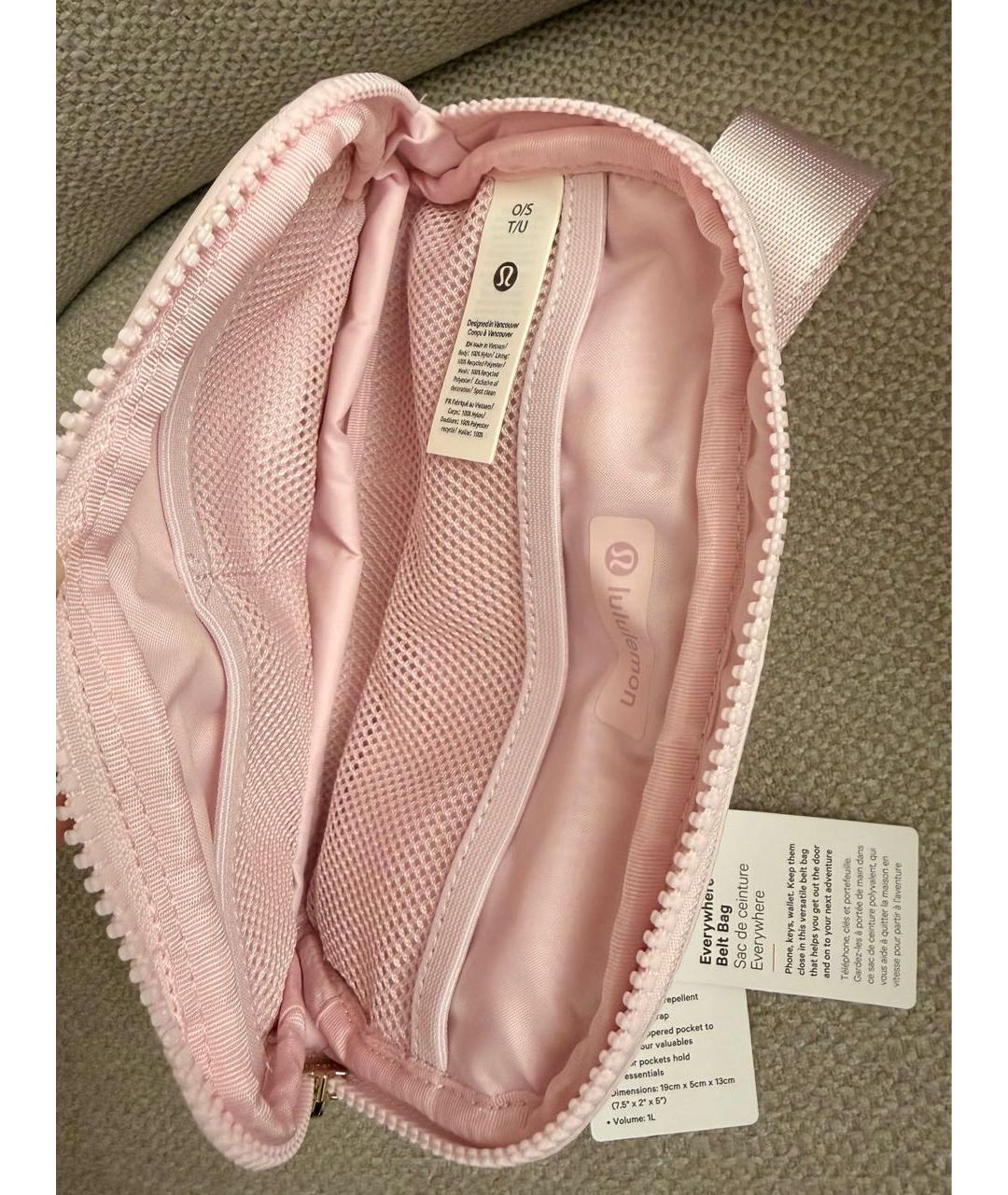 Lululemon Розовая синтетическая поясная сумка, фото 5