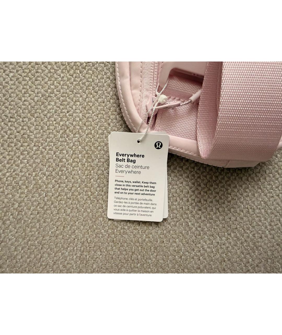 Lululemon Розовая синтетическая поясная сумка, фото 4