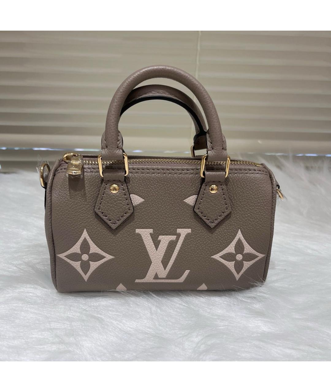 LOUIS VUITTON Серая кожаная сумка с короткими ручками, фото 8
