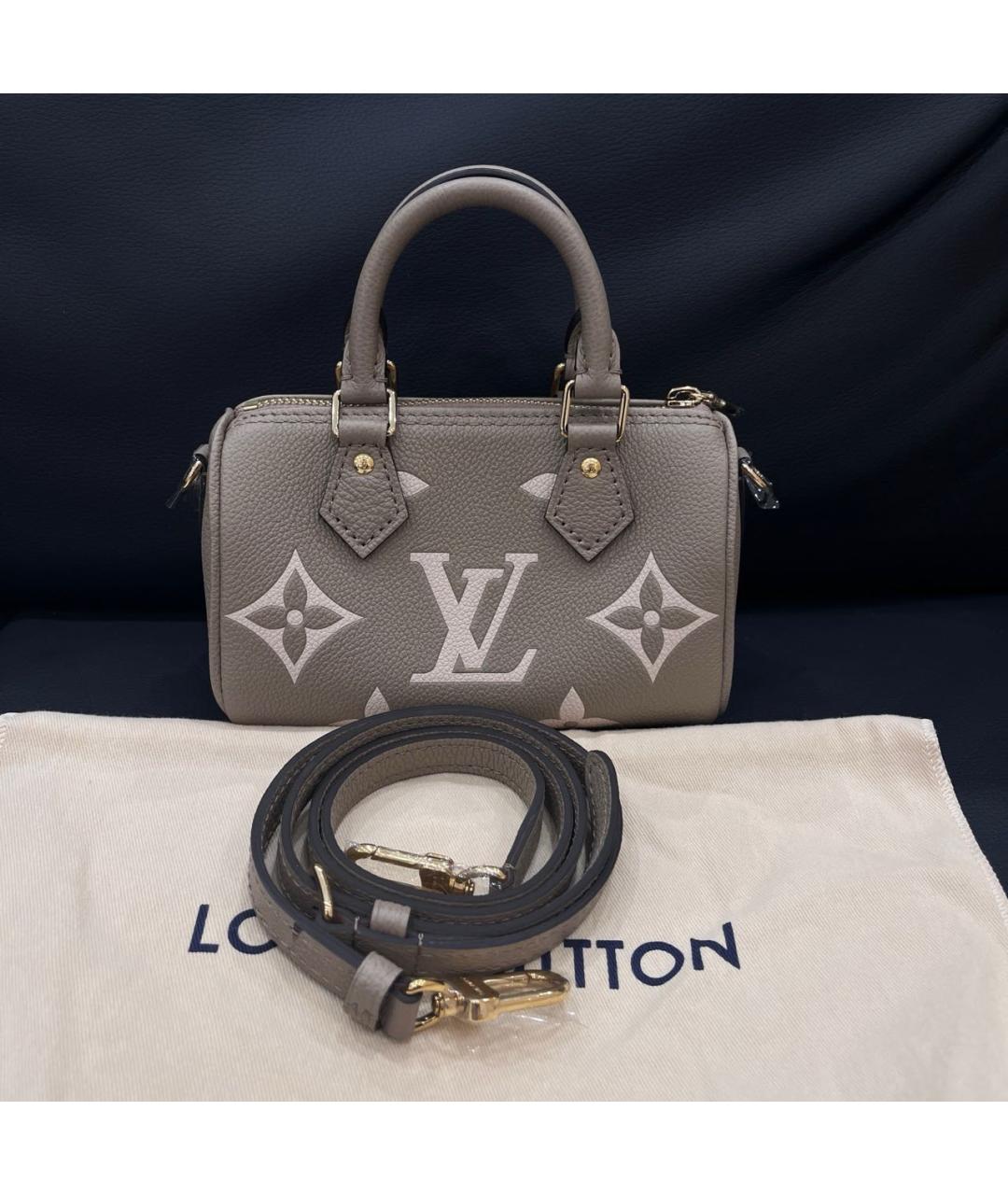 LOUIS VUITTON Серая кожаная сумка с короткими ручками, фото 3