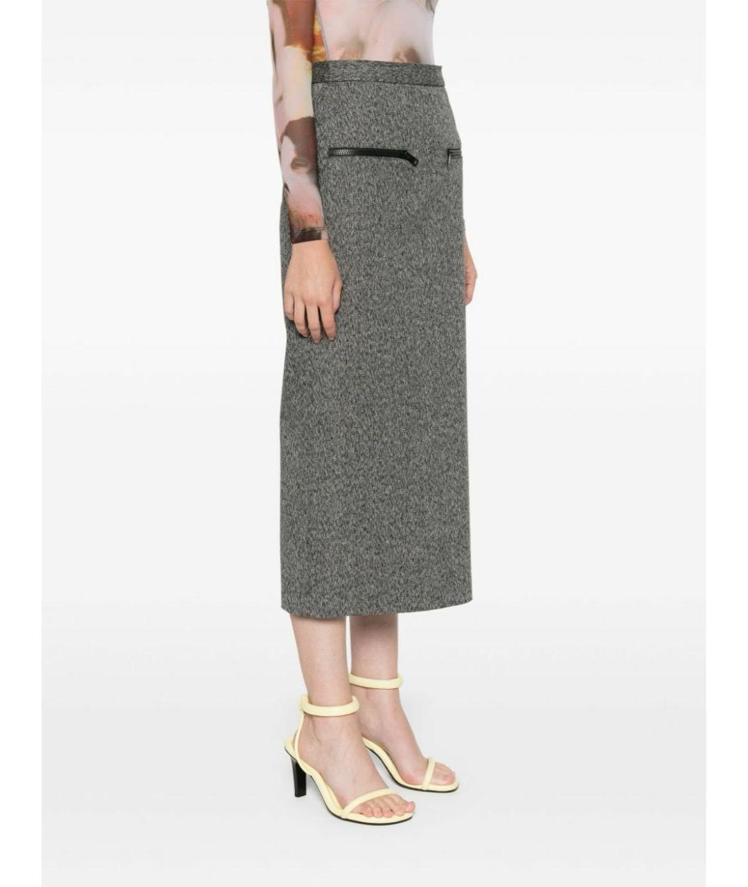 MSGM Антрацитовая шерстяная юбка макси, фото 8