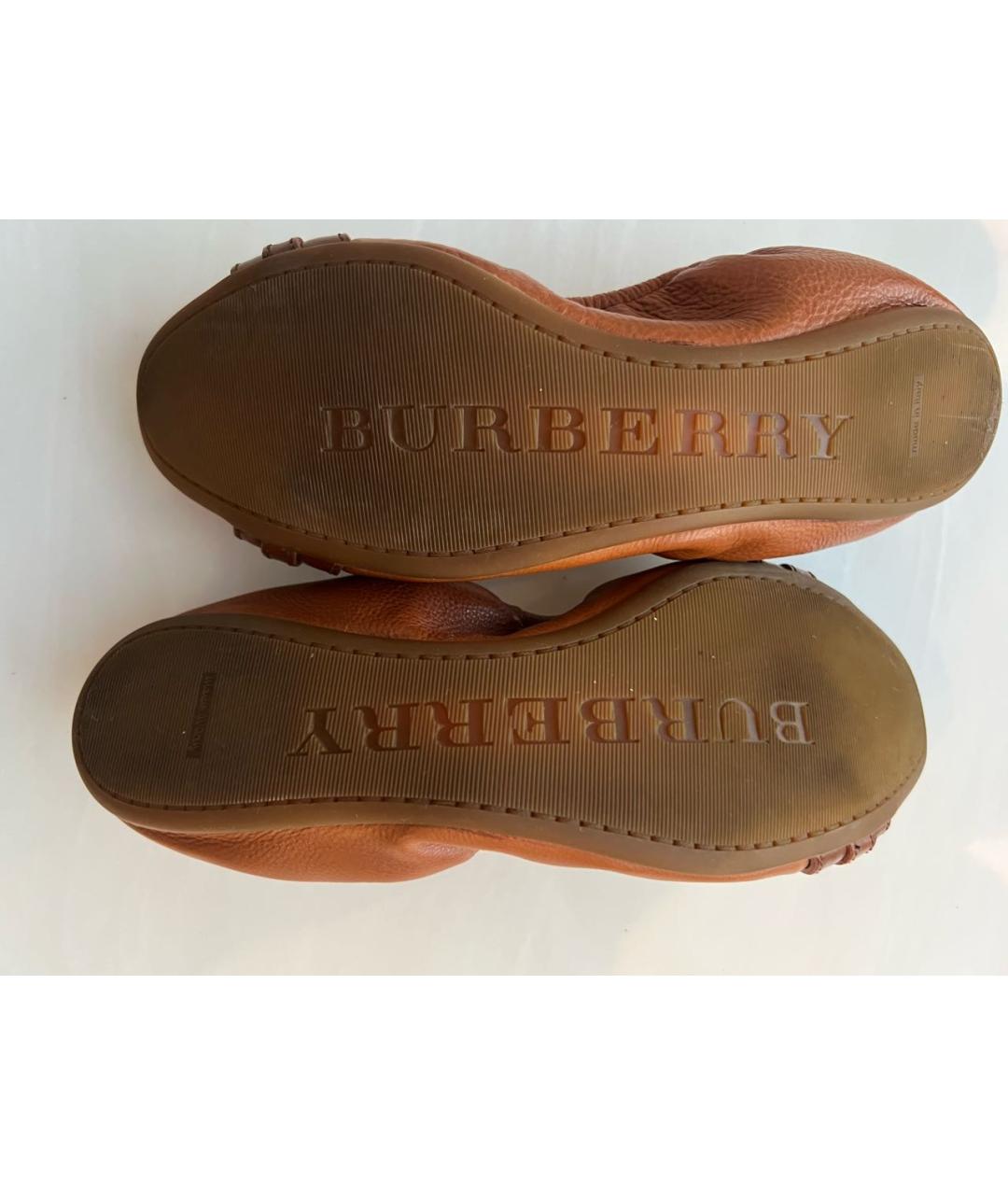 BURBERRY Коричневые кожаные балетки, фото 6