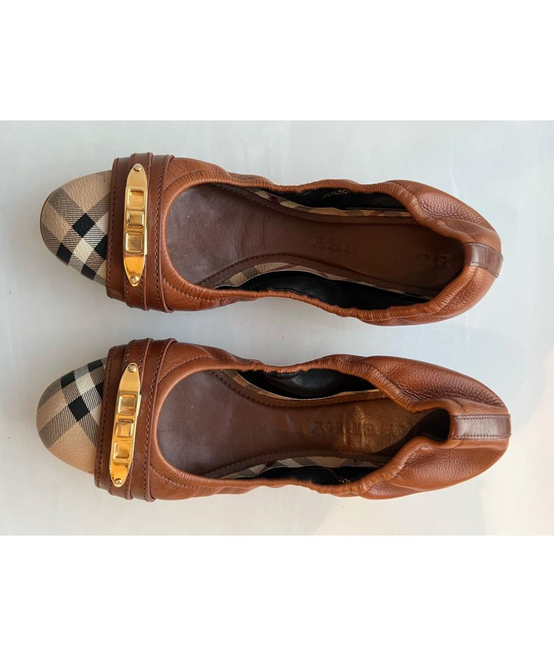 BURBERRY Коричневые кожаные балетки, фото 4