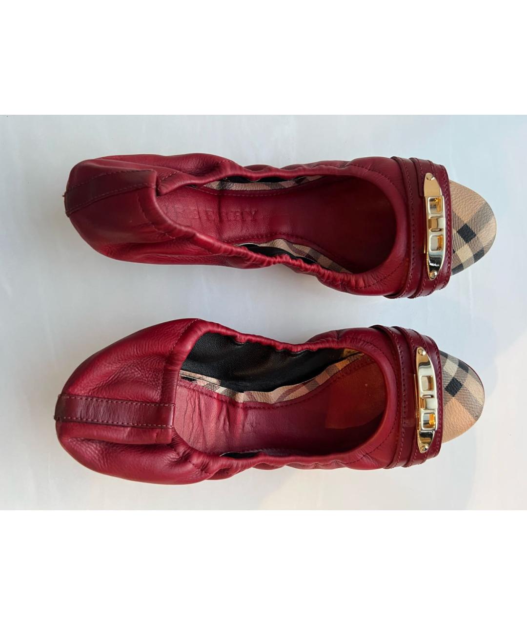 BURBERRY Красные кожаные балетки, фото 2