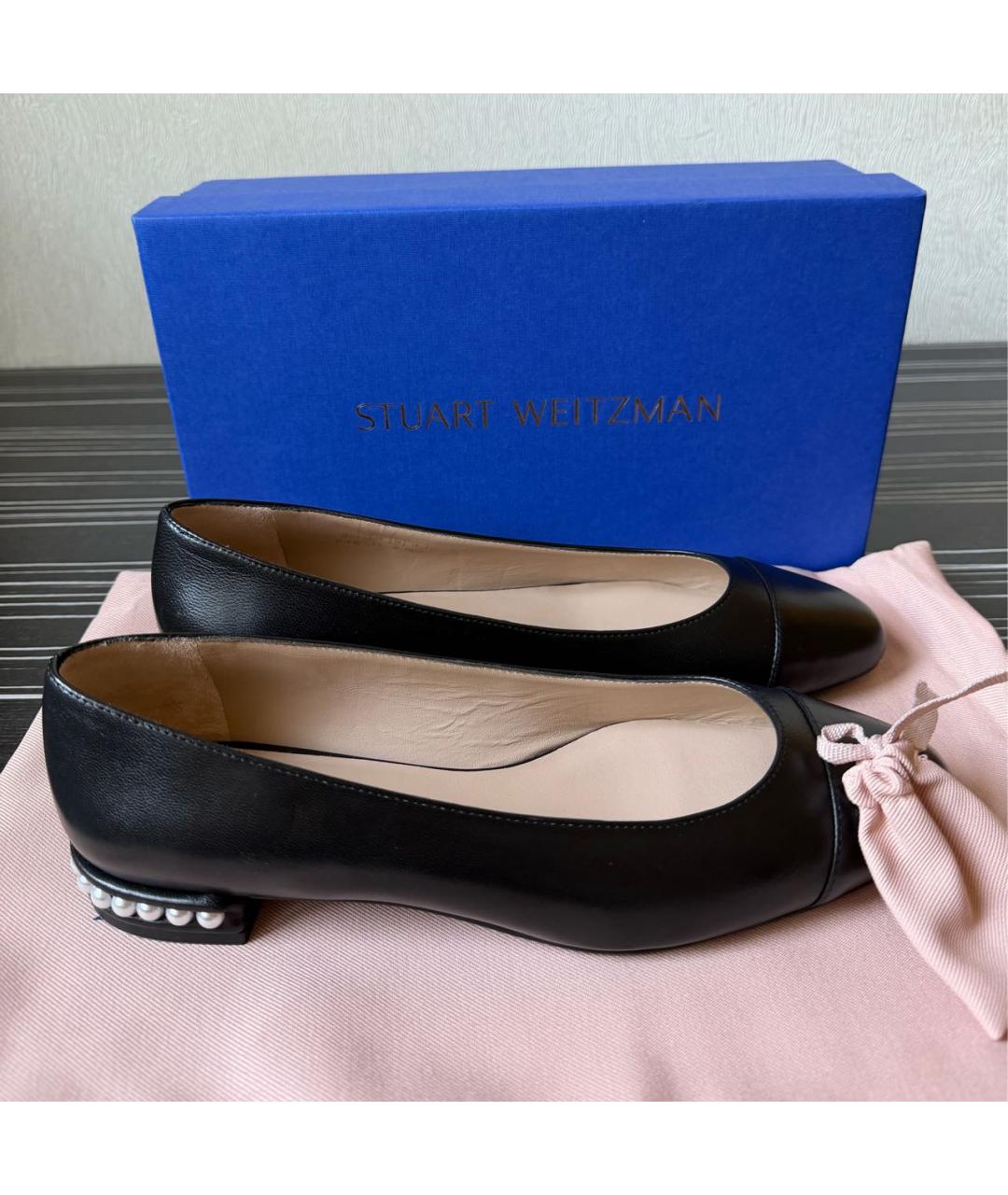 STUART WEITZMAN Черные кожаные балетки, фото 8