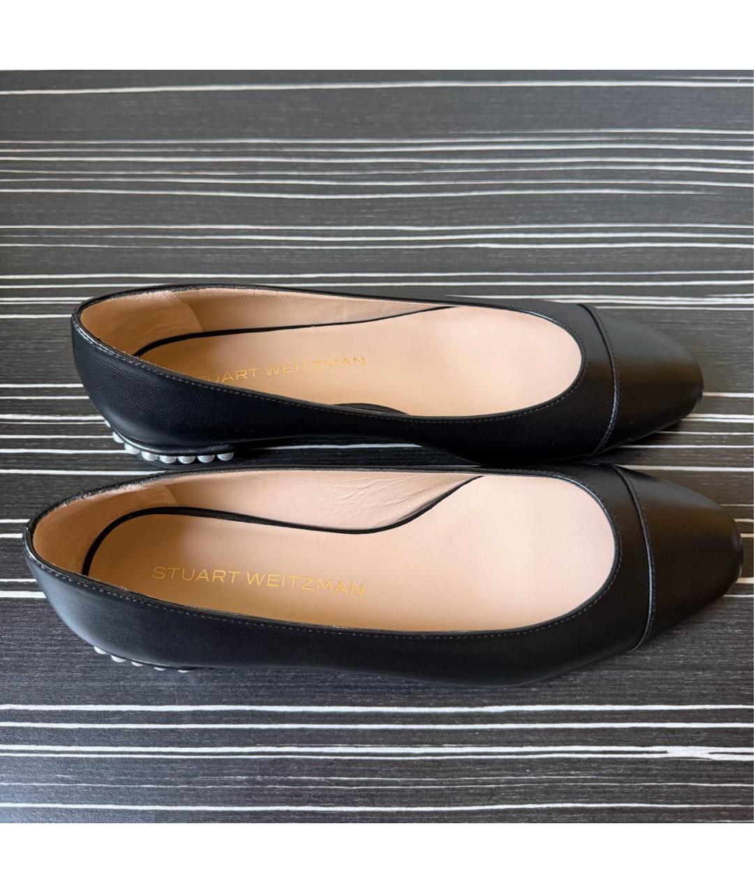 STUART WEITZMAN Черные кожаные балетки, фото 2