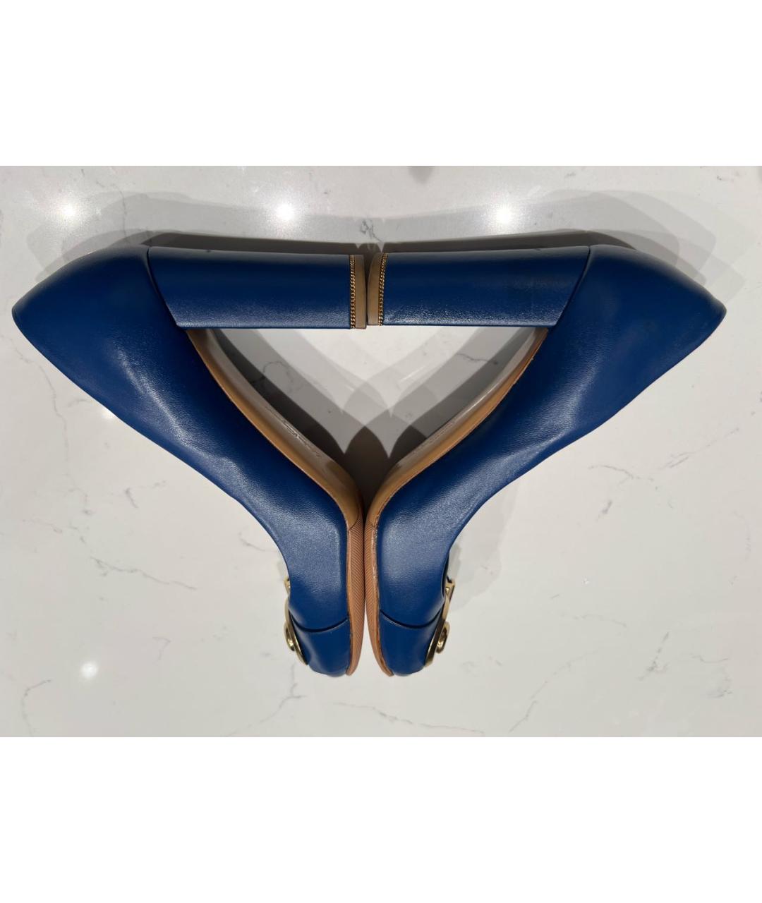 FERRAGAMO Синие кожаные туфли, фото 7