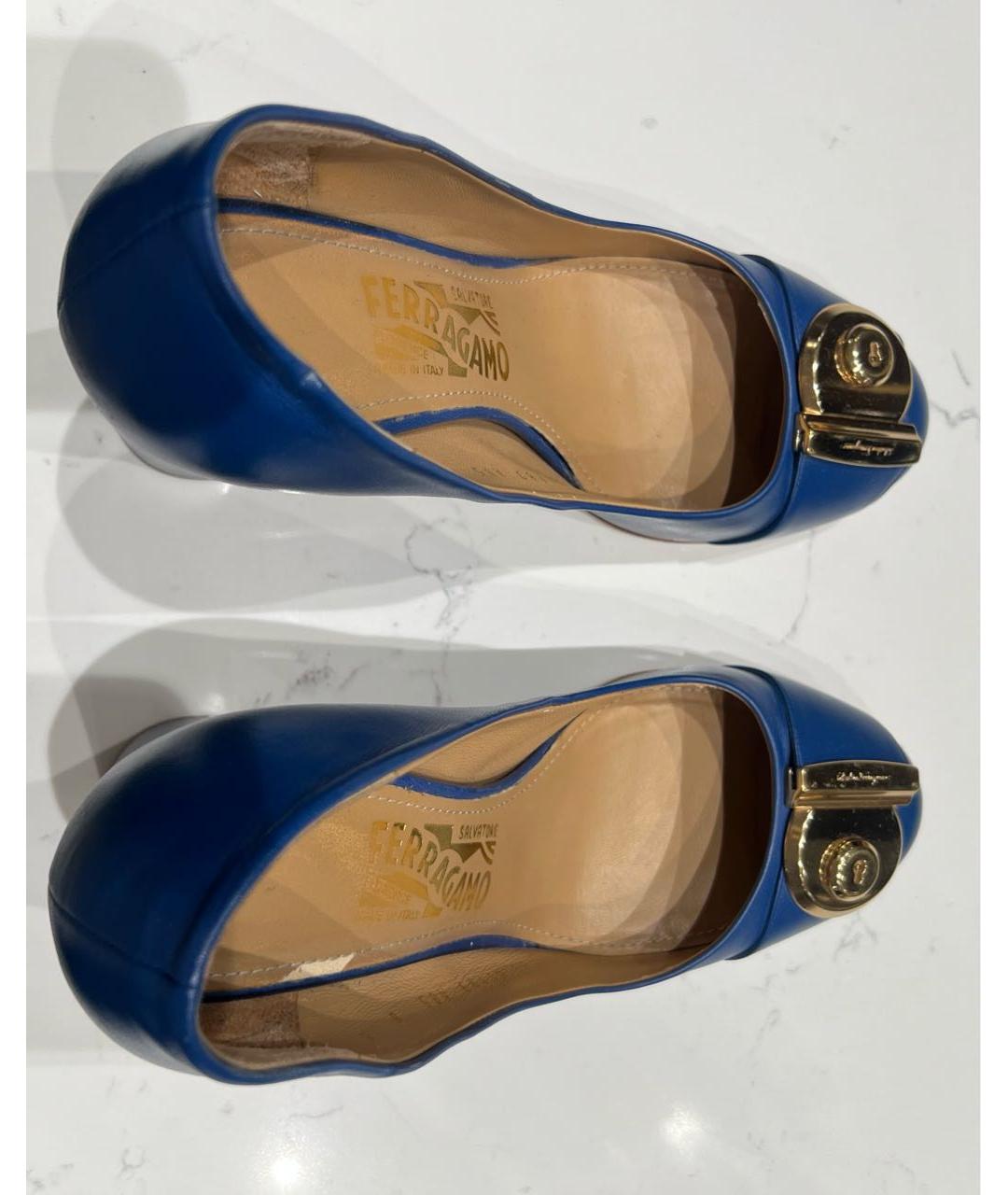 FERRAGAMO Синие кожаные туфли, фото 3