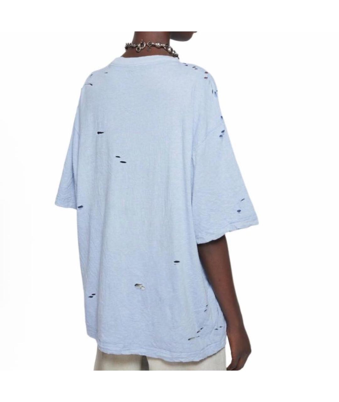 ACNE STUDIOS Голубая хлопковая футболка, фото 3