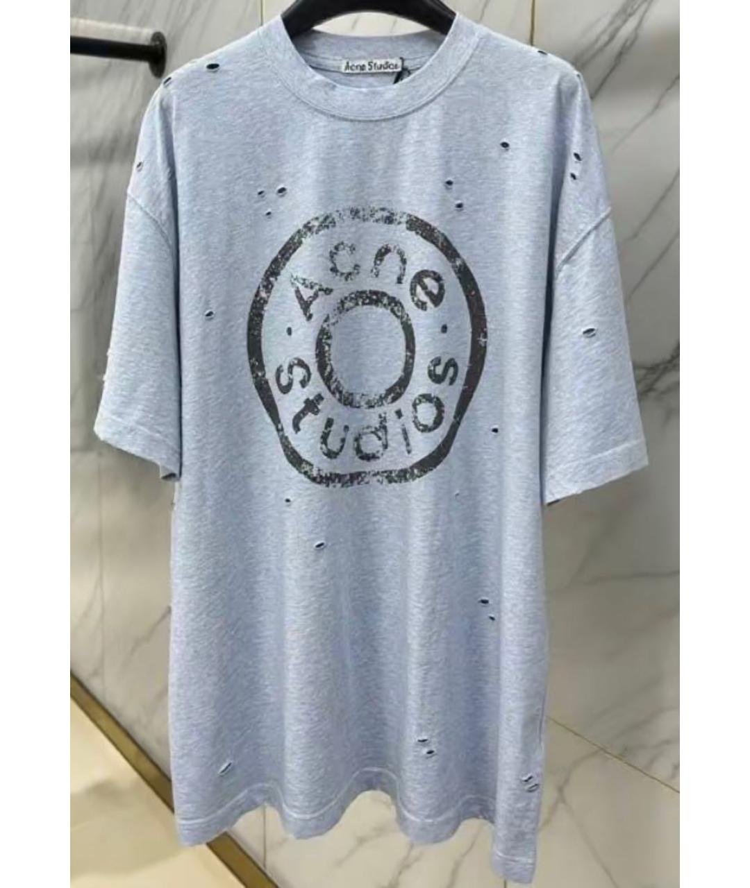 ACNE STUDIOS Голубая хлопковая футболка, фото 6