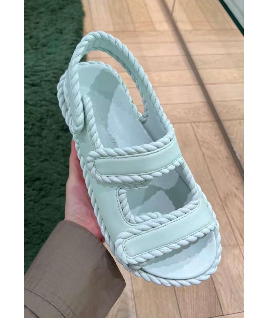 BOTTEGA VENETA Голубые кожаные босоножки, фото 5