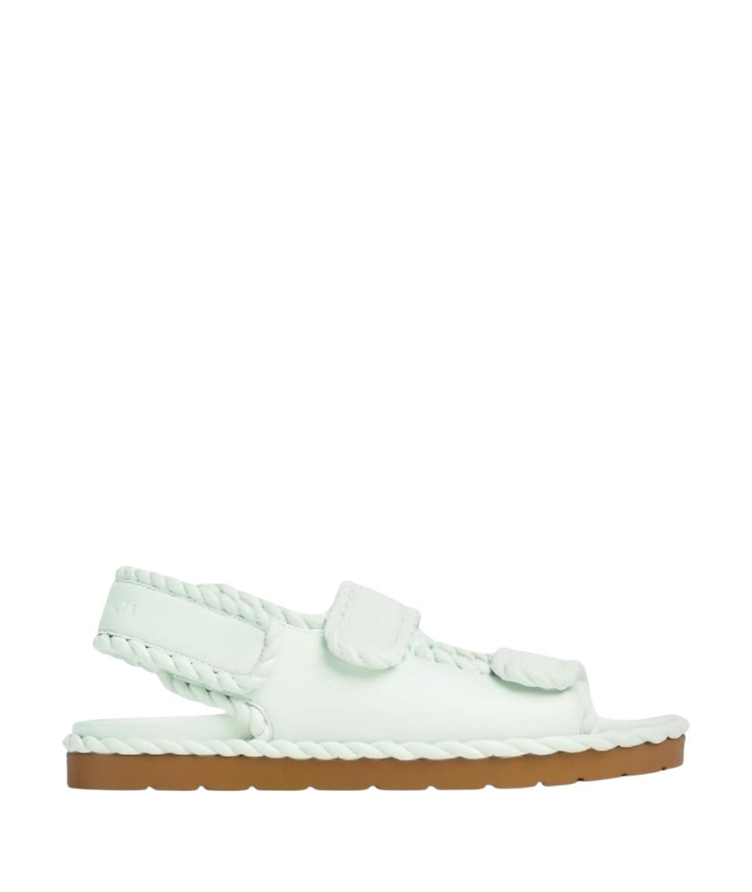 BOTTEGA VENETA Голубые кожаные босоножки, фото 1