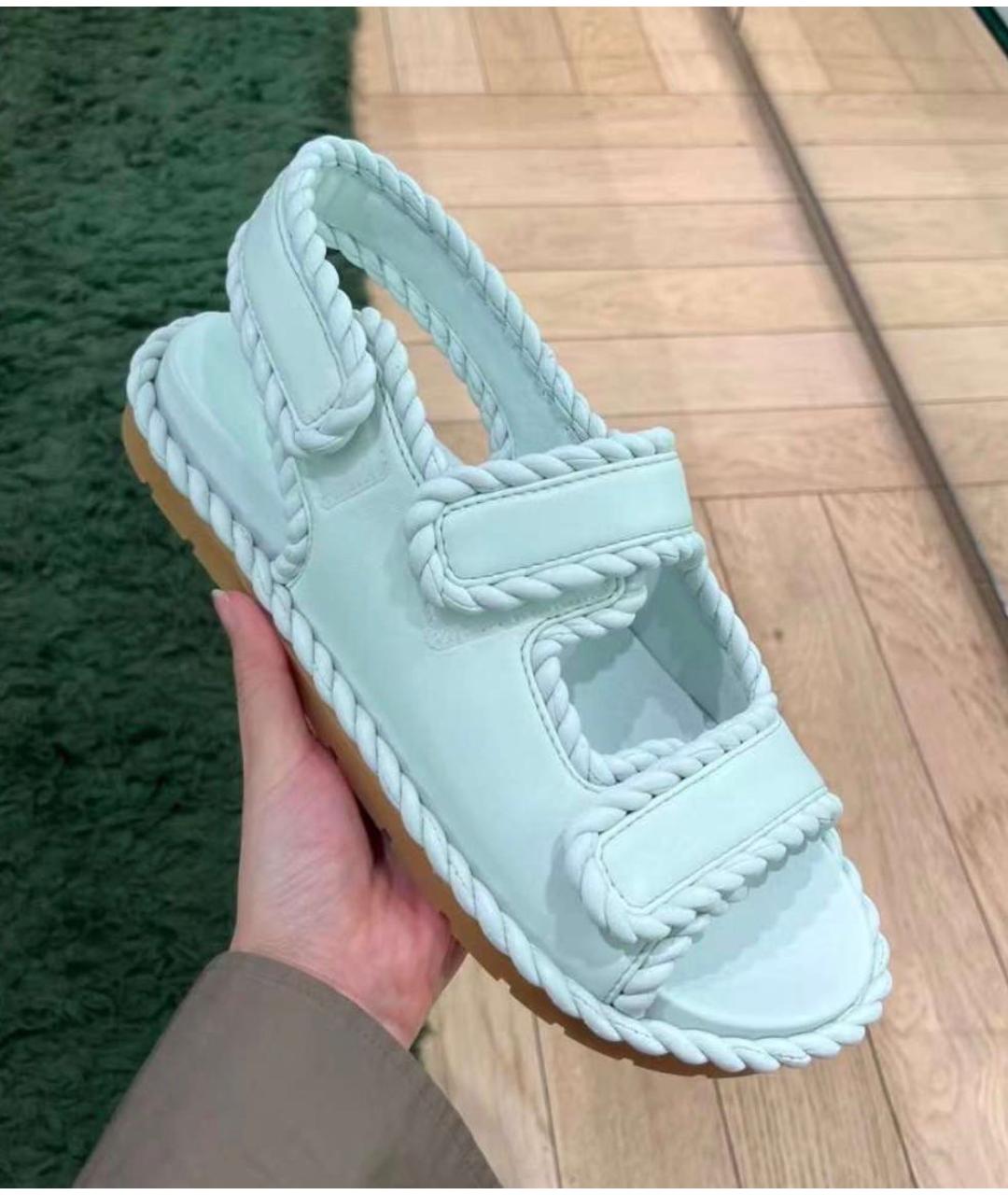 BOTTEGA VENETA Голубые кожаные босоножки, фото 6