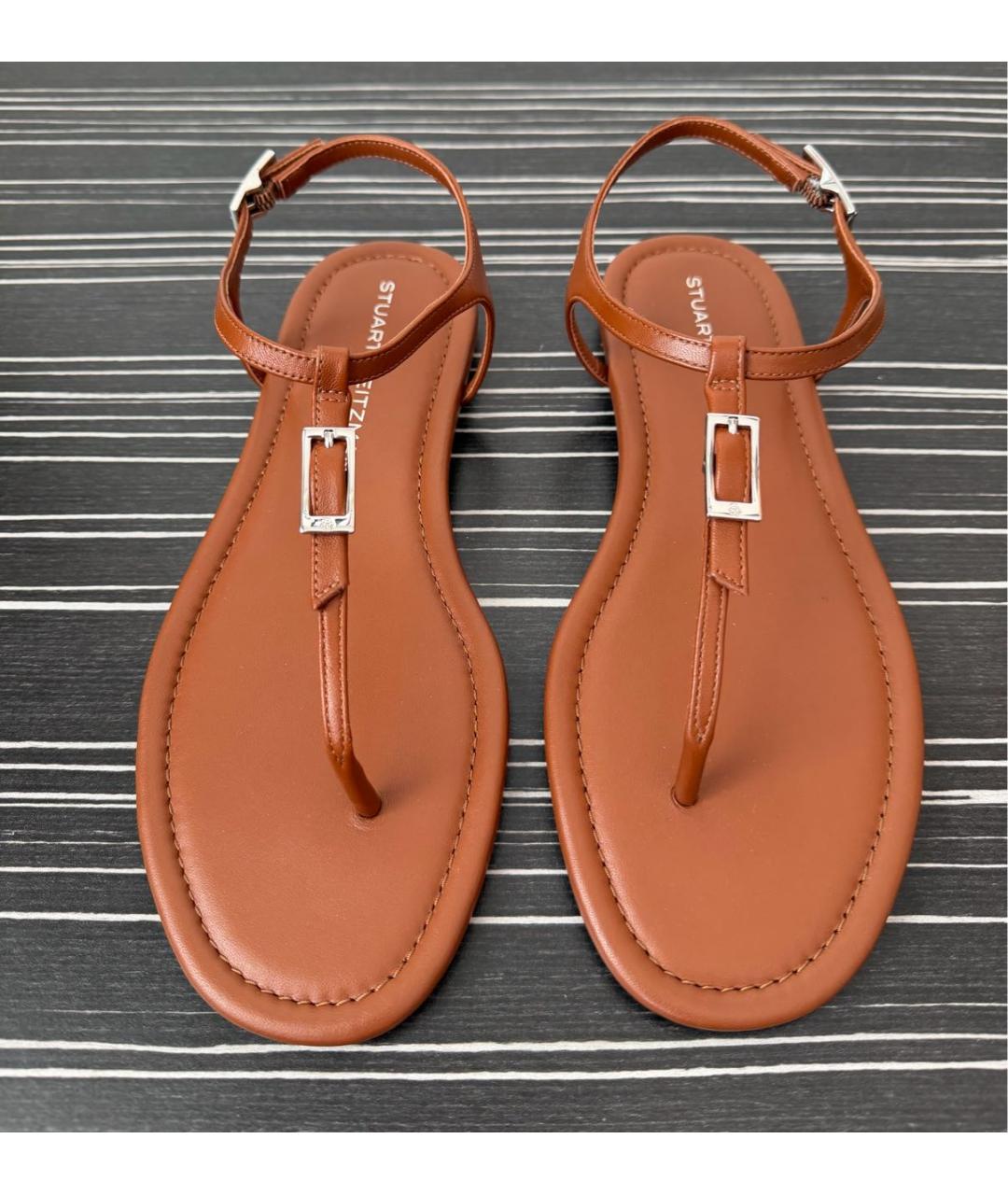 STUART WEITZMAN Коричневые кожаные босоножки, фото 3