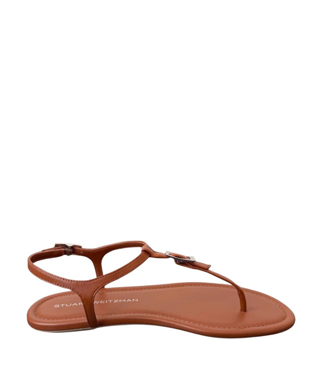 STUART WEITZMAN Коричневые кожаные босоножки, фото 1
