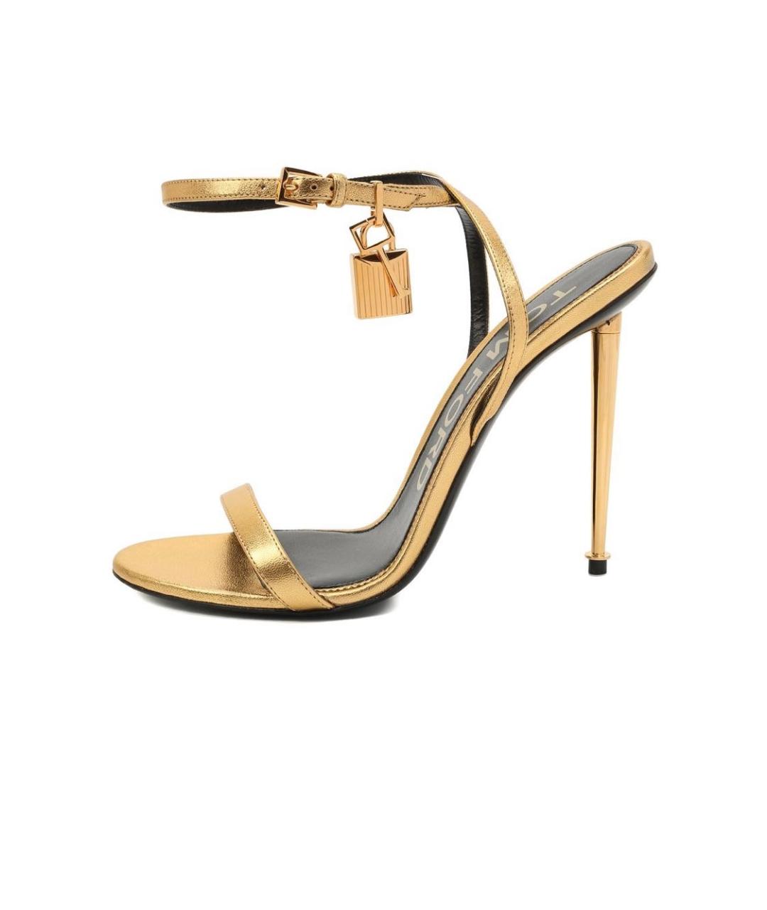 TOM FORD Золотые кожаные босоножки, фото 7