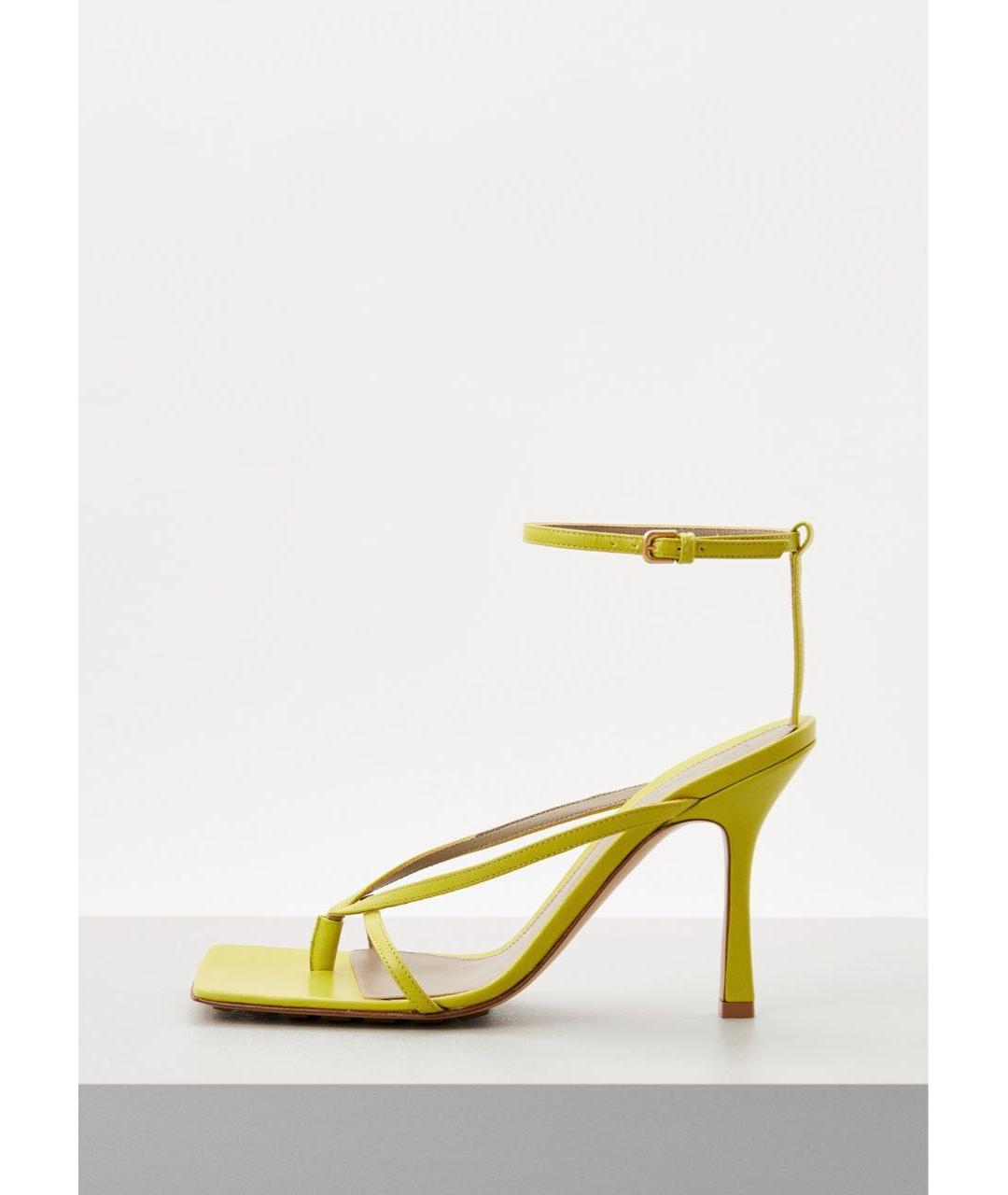 BOTTEGA VENETA Салатовые кожаные босоножки, фото 8