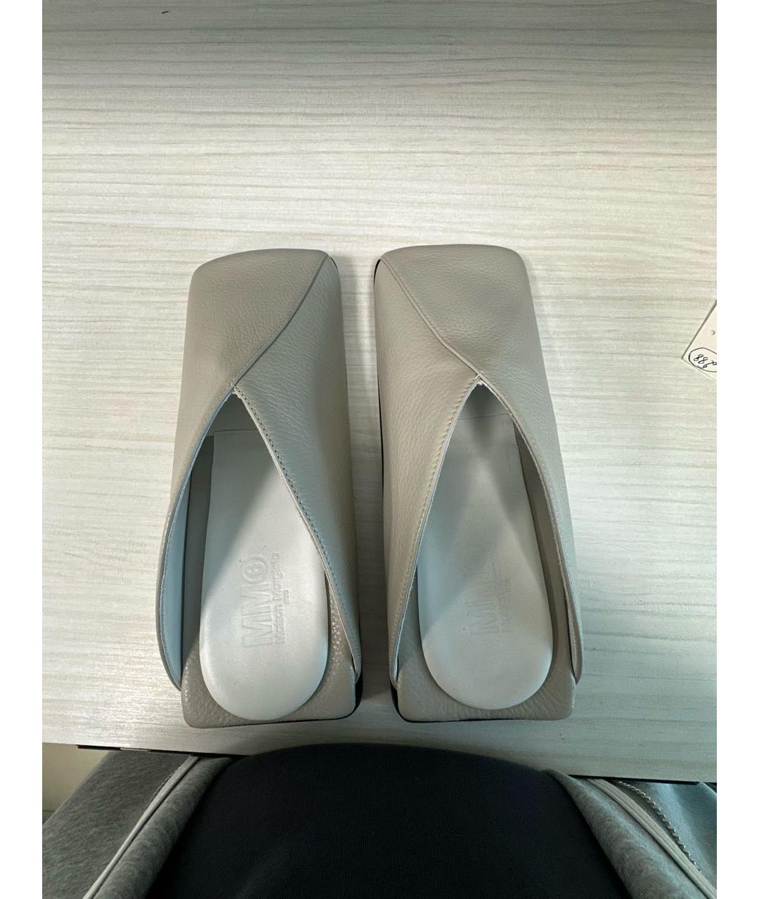 MM6 MAISON MARGIELA Серые кожаные мюли, фото 3