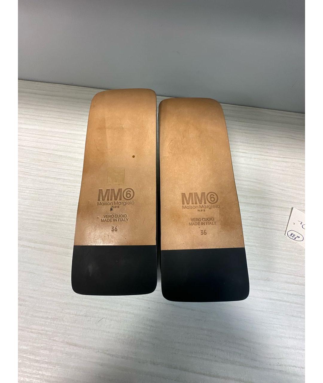 MM6 MAISON MARGIELA Серые кожаные мюли, фото 5