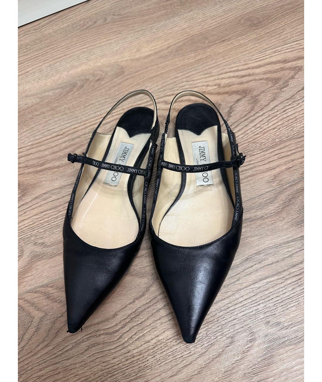 JIMMY CHOO Черные кожаные балетки, фото 2