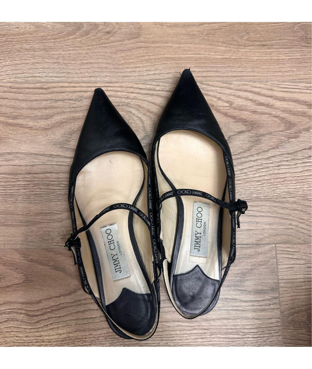 JIMMY CHOO Черные кожаные балетки, фото 3