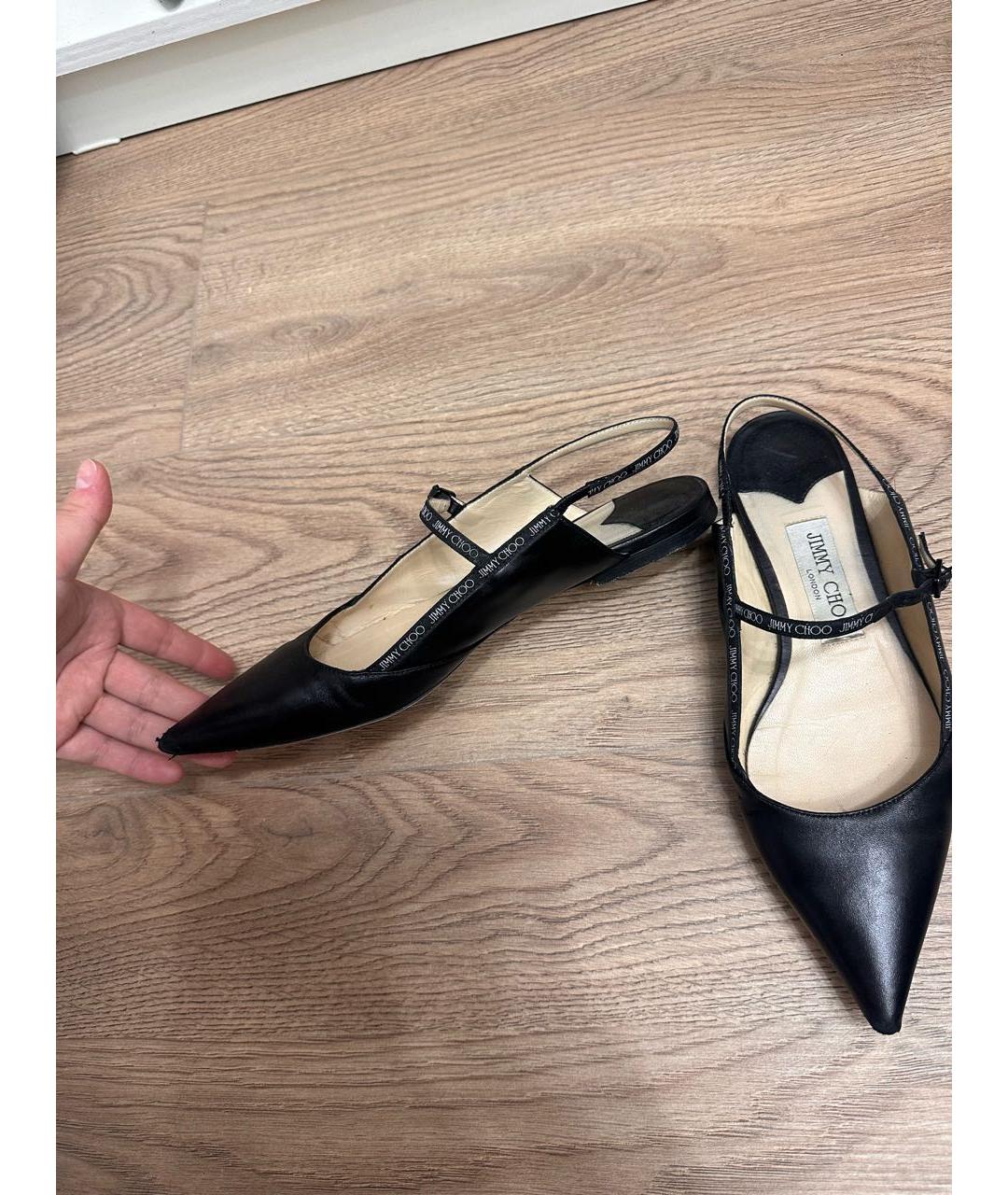 JIMMY CHOO Черные кожаные балетки, фото 7