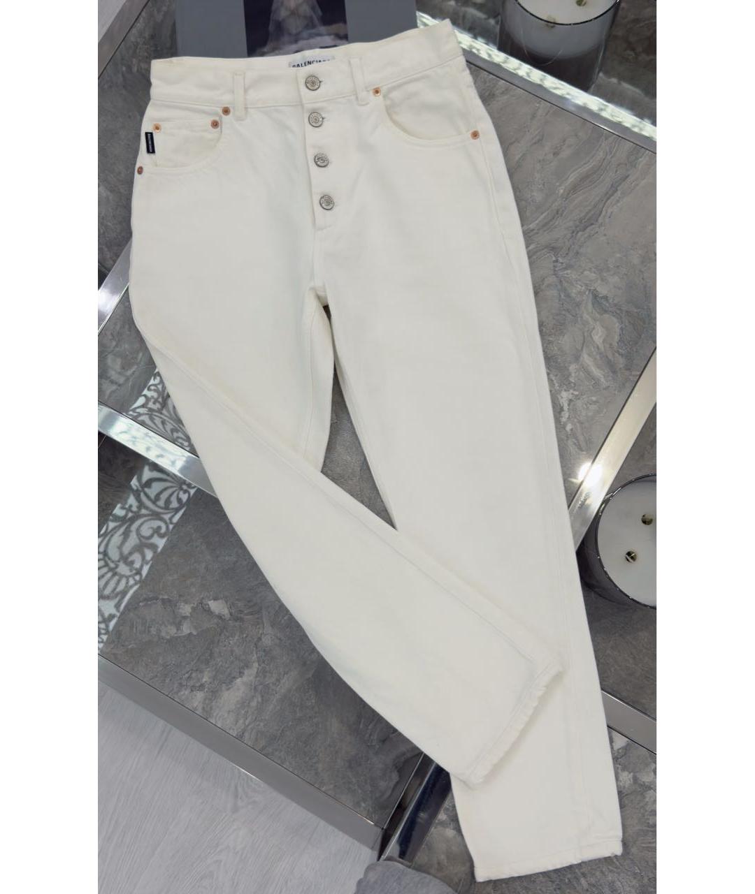 BALENCIAGA Белые хлопковые прямые джинсы, фото 3