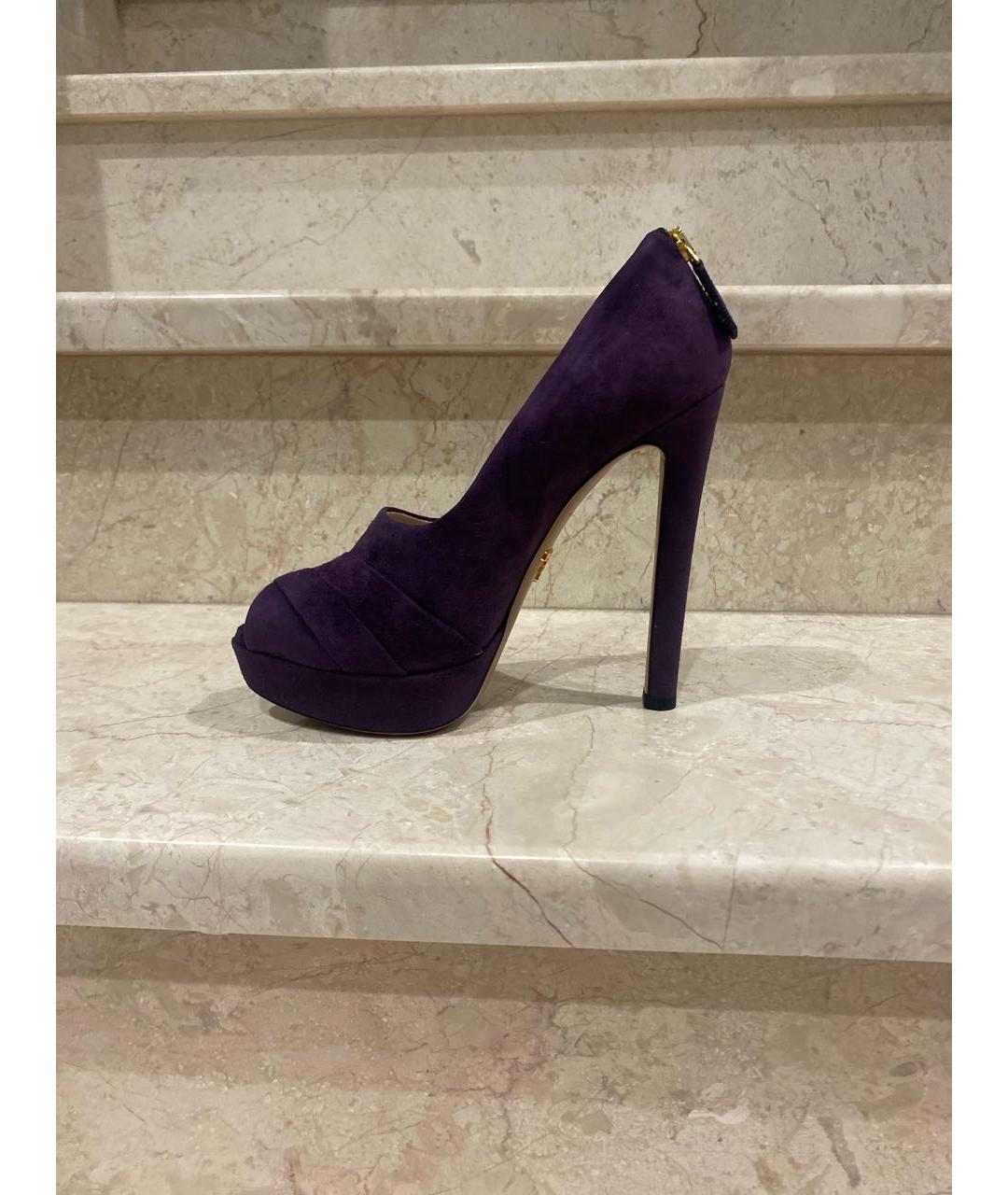 PRADA Фиолетовые замшевые туфли, фото 6