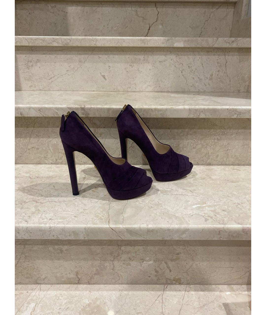 PRADA Фиолетовые замшевые туфли, фото 3