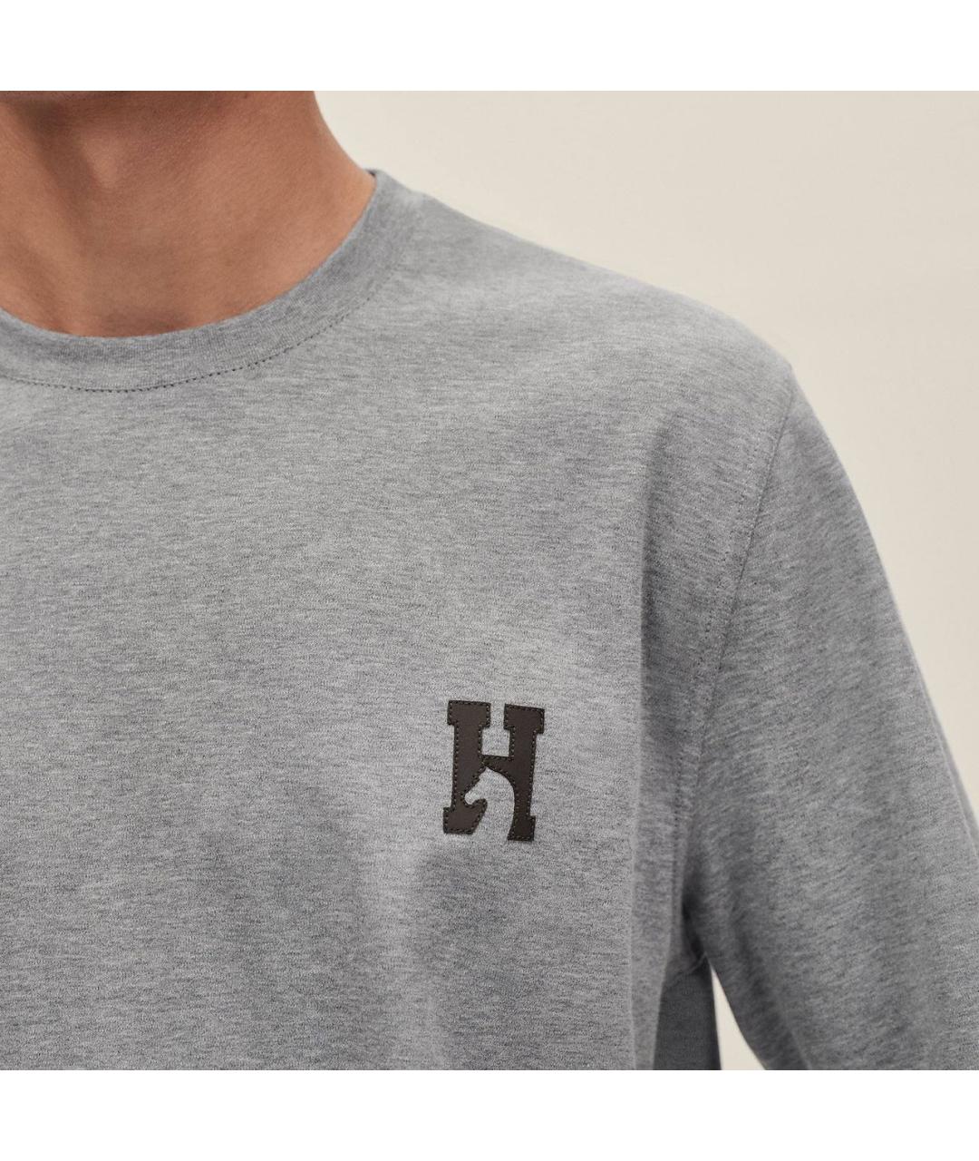 HERMES Серая хлопковая футболка, фото 3