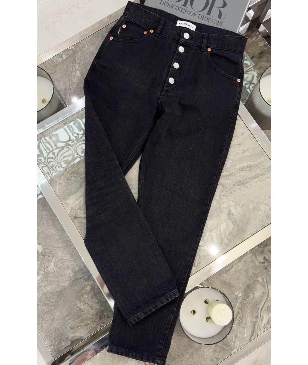 BALENCIAGA Антрацитовые хлопковые прямые джинсы, фото 3
