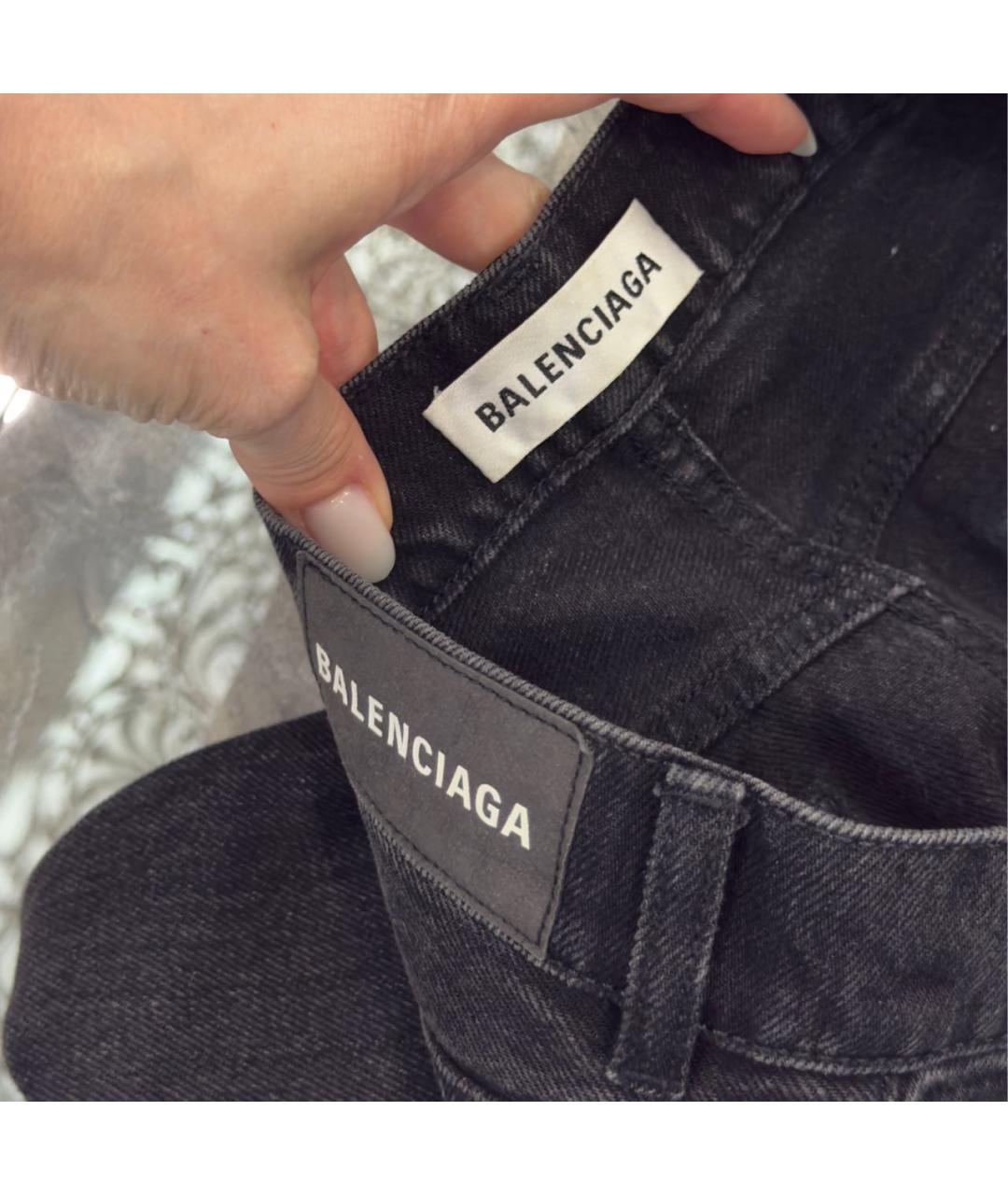 BALENCIAGA Антрацитовые хлопковые прямые джинсы, фото 7
