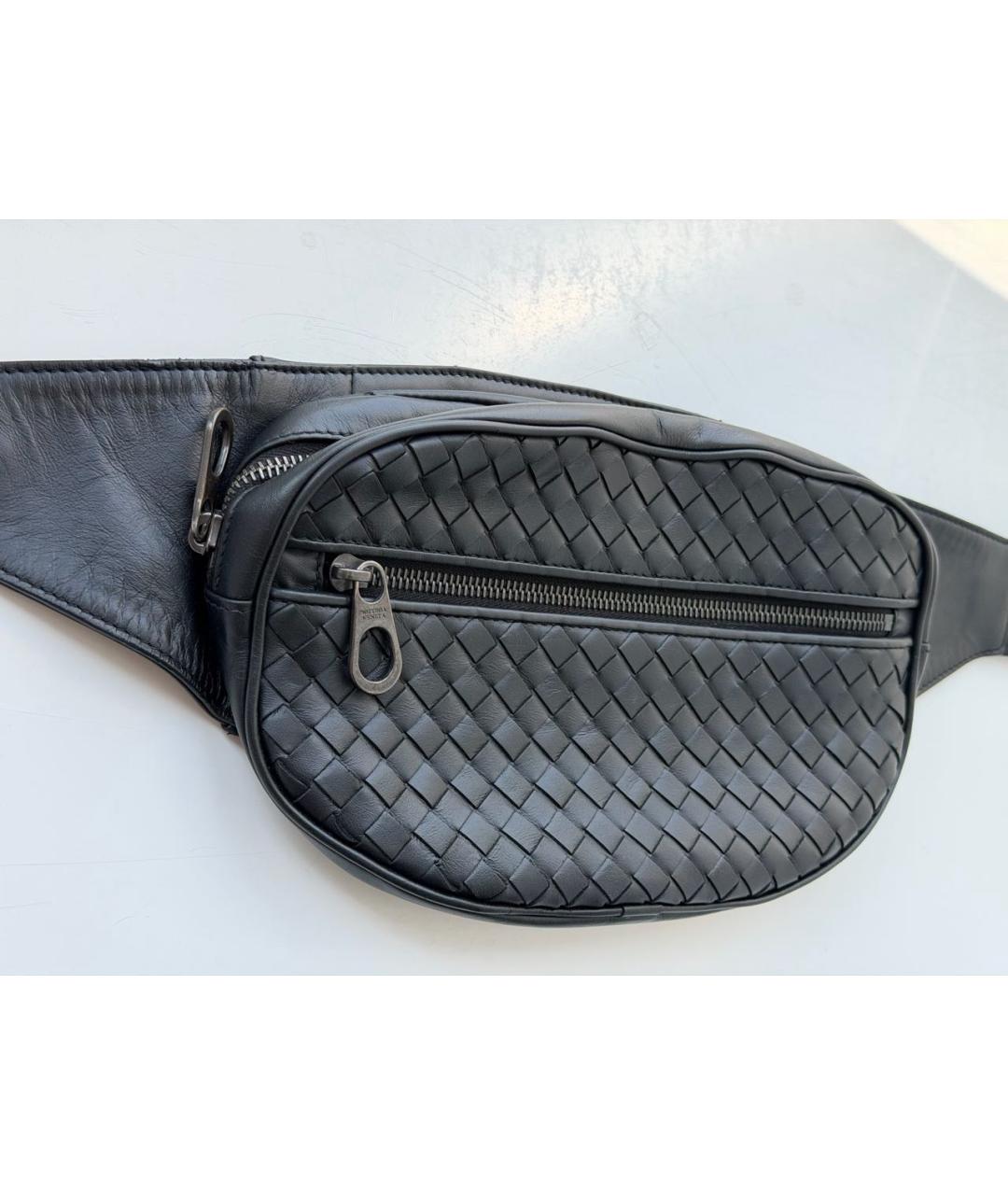 BOTTEGA VENETA Черная кожаная поясная сумка, фото 3
