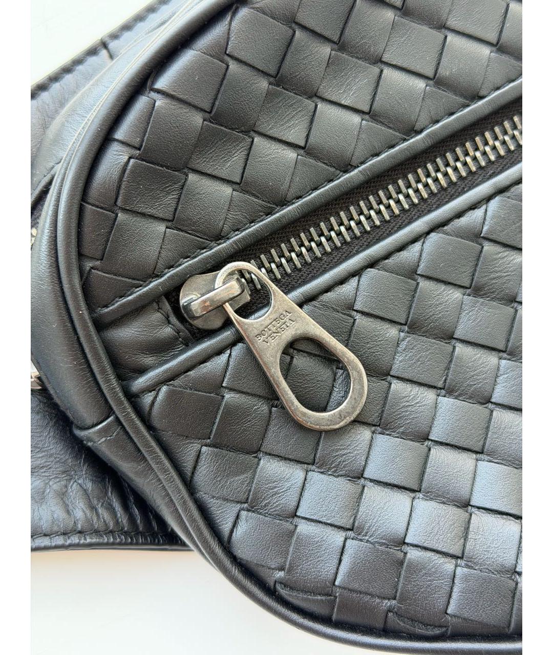 BOTTEGA VENETA Черная кожаная поясная сумка, фото 4