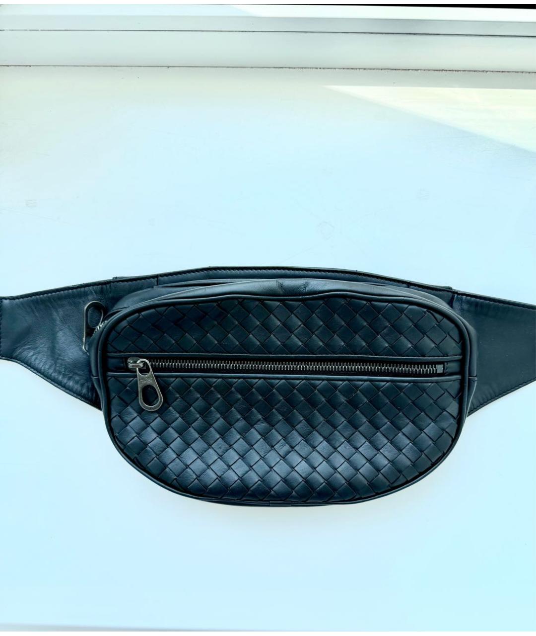 BOTTEGA VENETA Черная кожаная поясная сумка, фото 9