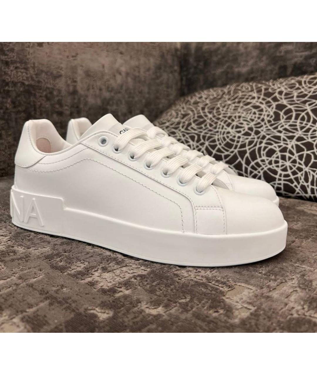 DOLCE&GABBANA Белые кожаные кеды, фото 3