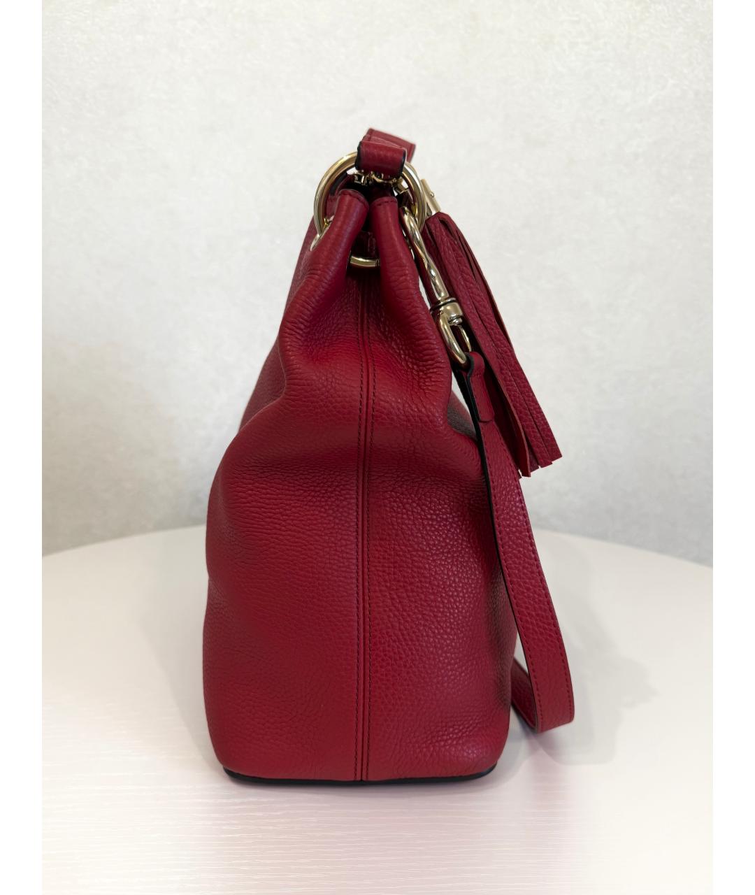 GUCCI Красная кожаная сумка тоут, фото 6