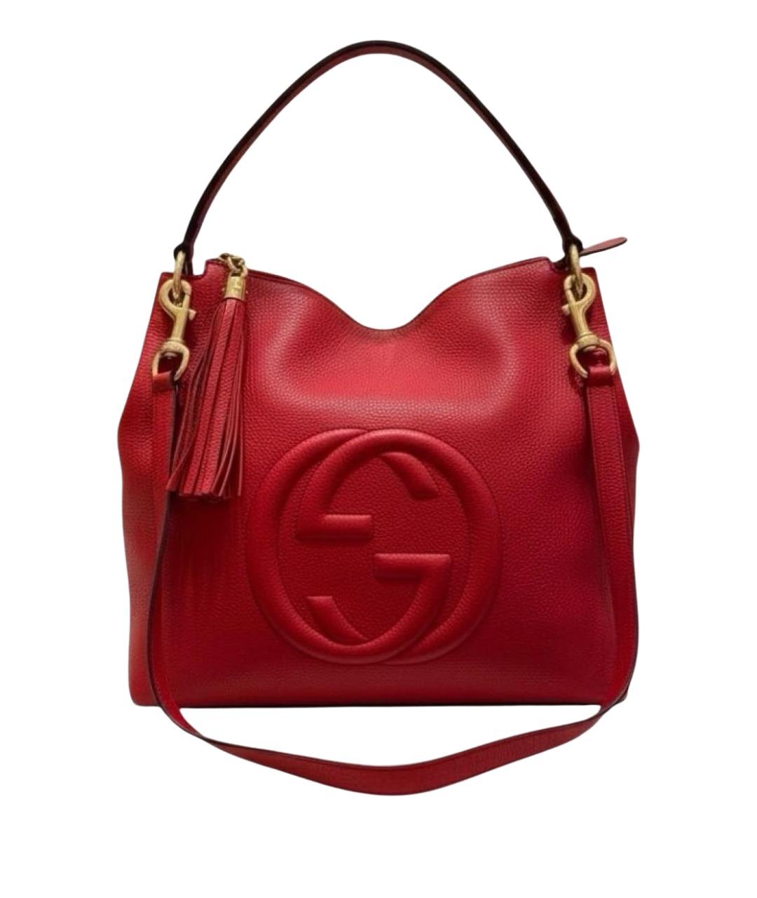 GUCCI Красная кожаная сумка тоут, фото 1