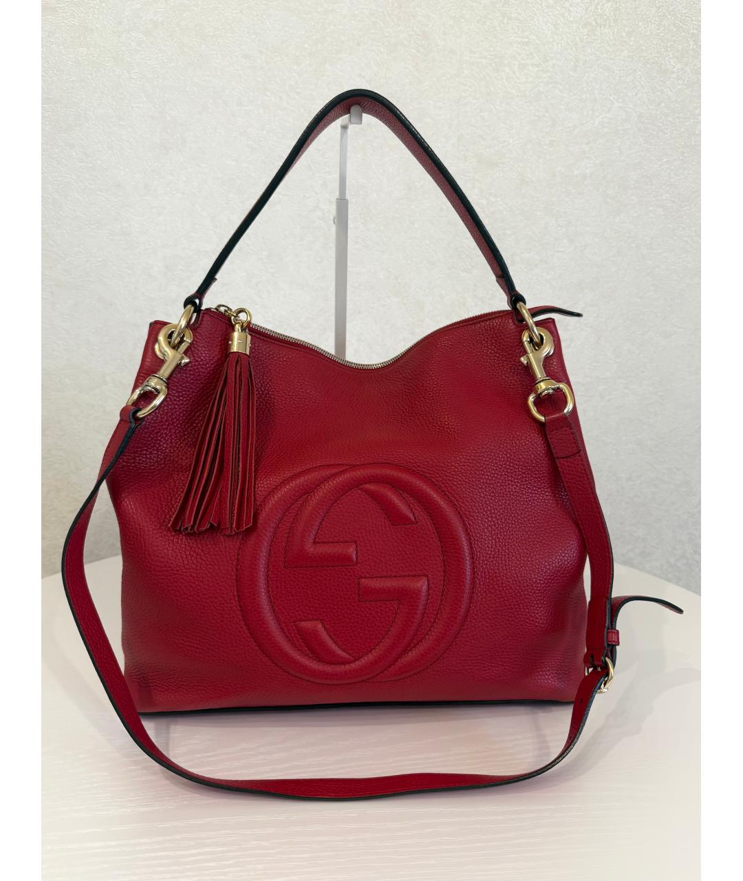 GUCCI Красная кожаная сумка тоут, фото 3