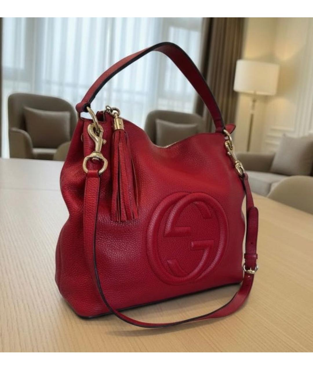 GUCCI Красная кожаная сумка тоут, фото 3