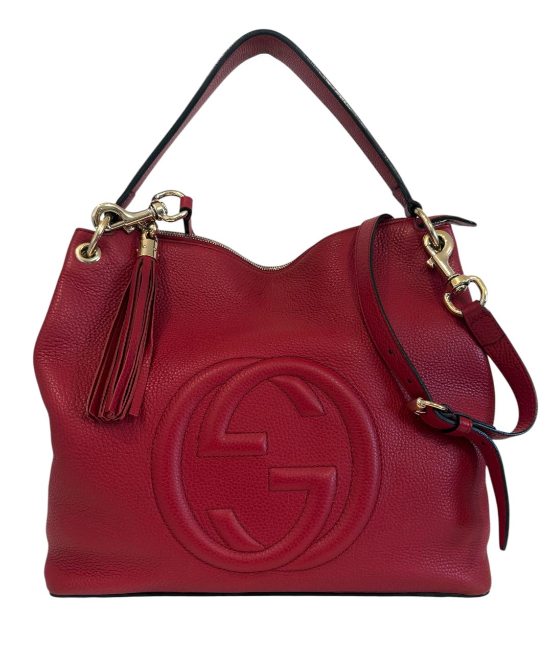 GUCCI Красная кожаная сумка тоут, фото 1