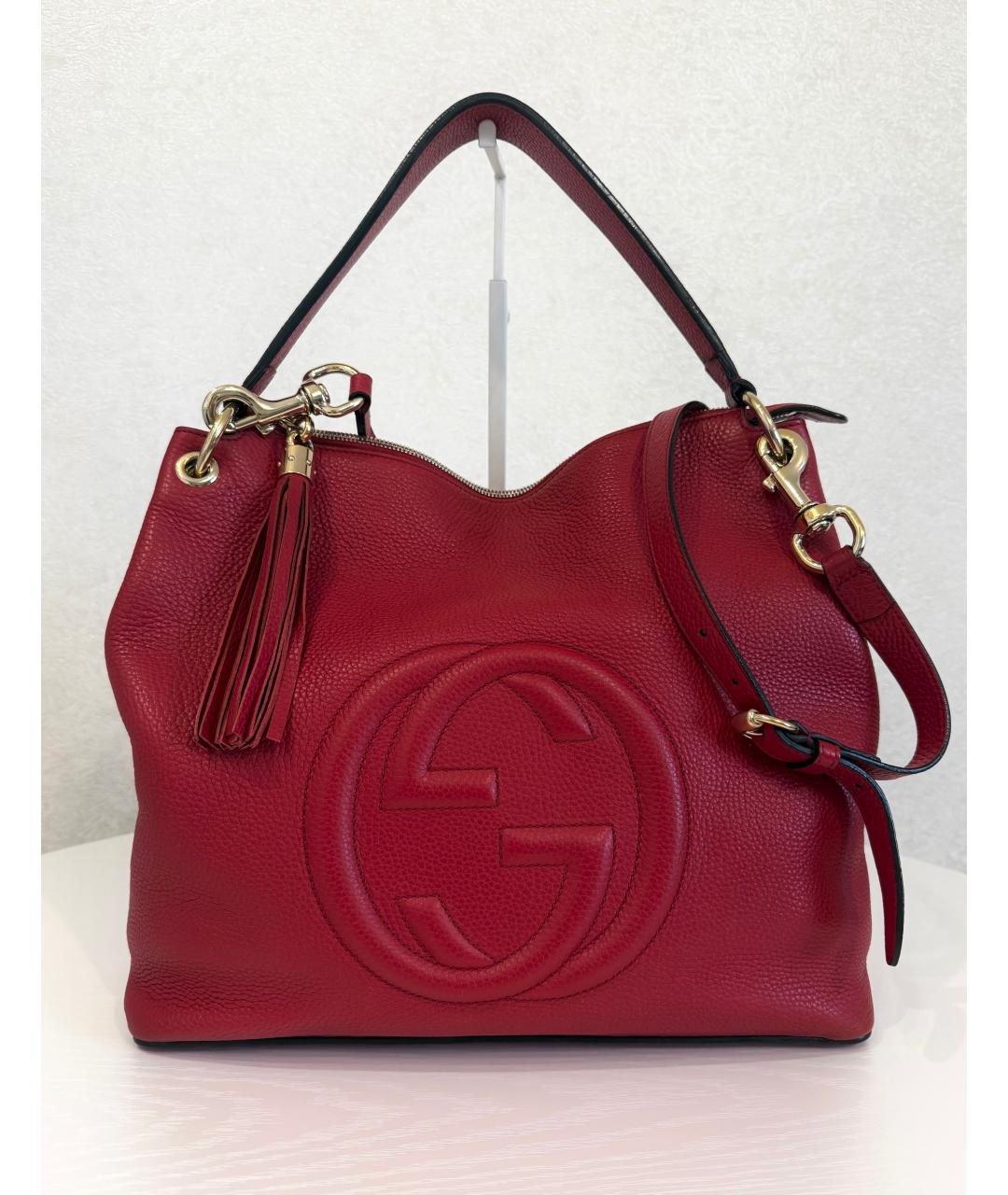 GUCCI Красная кожаная сумка тоут, фото 2