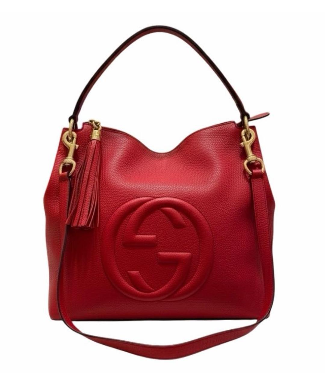 GUCCI Красная кожаная сумка тоут, фото 9